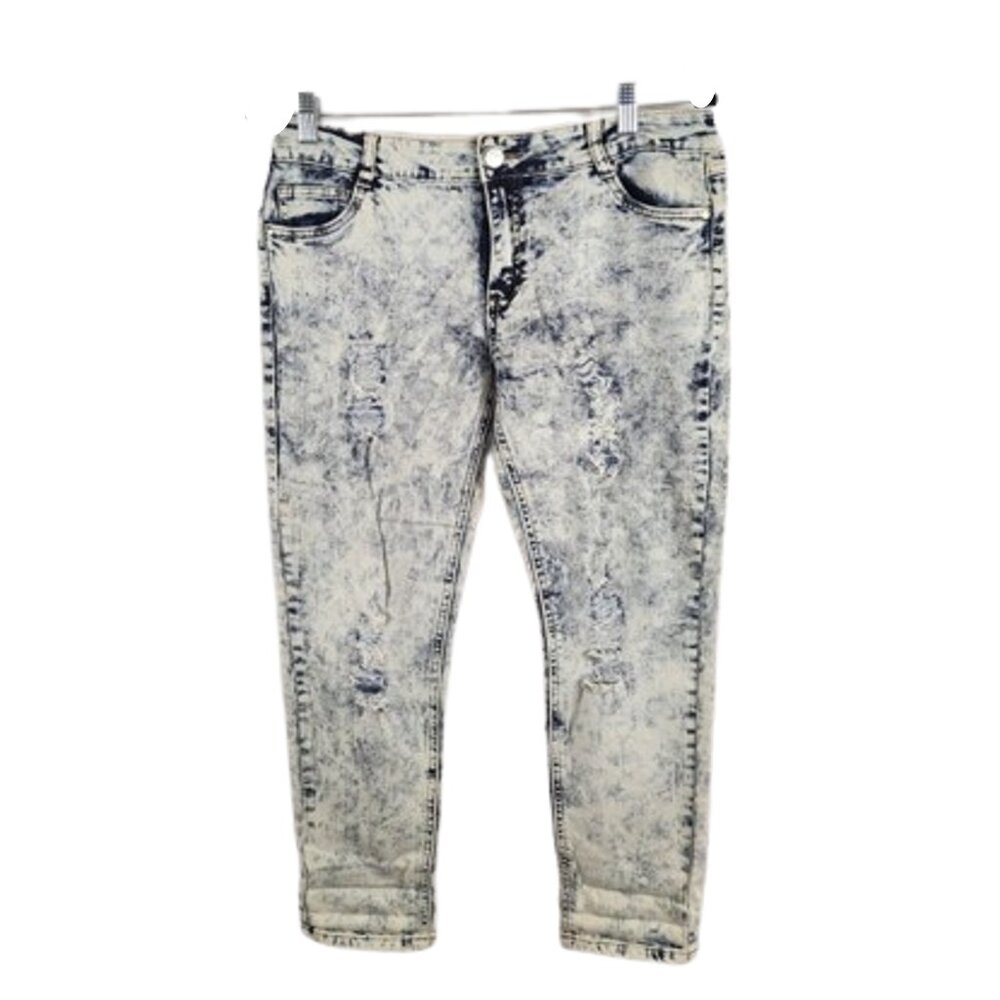 STT Jeans Acid Wash Distressed Skinny Jeans Vintage Grunge Denim Women's